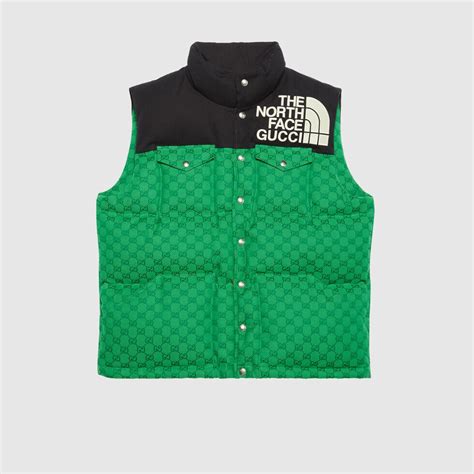 The North Face X Gucci Padded Vest In Green And Black Gucci Pl