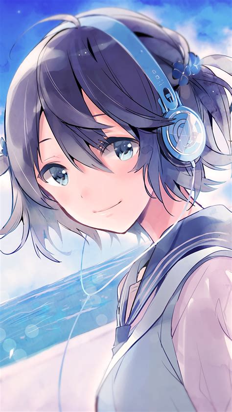 16 Iphone Anime Girl With Headphones Wallpaper Baka Wallpaper