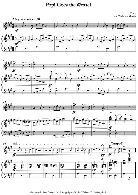 Easy and moderate string orchestra / band. Pop Goes the Weasel sheet music for Violin - 8notes.com