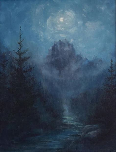 Enchanted Light Original Landscape Oil Painting Moonlight Etsy