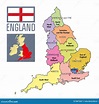 Mappa Politica Dell'Inghilterra Con Le Regioni E Le Loro Capitali ...