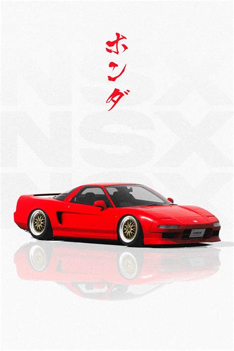 Red Jdm Honda Nsx Na1 Poster By Yannick Displate Nsx Nsx Na1