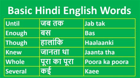 Basic Hindi English Words Meaning Pdf Grammareer