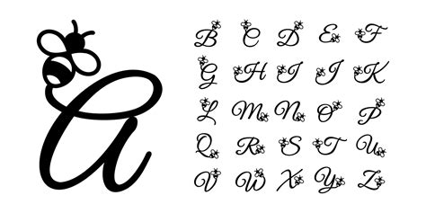 Black Bee Alphabet Letters Monogram Font 15067409 Vector Art At Vecteezy