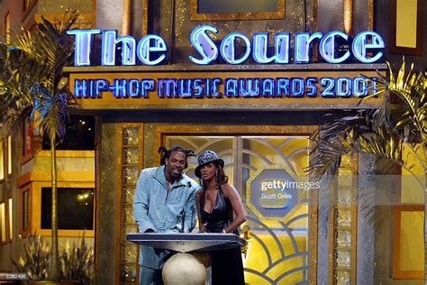 Co Hosts Busta Rhymes And Vivica Fox On Stage At The Source Hip Hop
