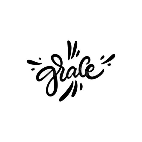 Grace Sign Hand Drawn Motivation Lettering Phrase Black Ink Vector