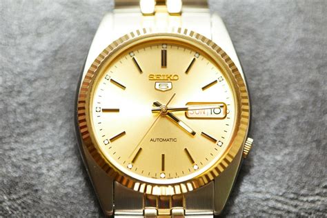 Seiko 5 Mens Snxj92 Automatic Gold Dial Two Tone Watch Nwt Jubilee