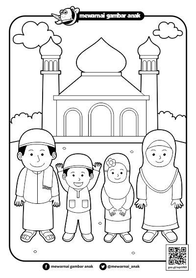 Ide 34 Gambar Mewarnai Masjid Dan Orang