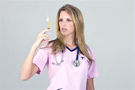 Medical Nurse With Syringe Stock Image Image Of Healthcare 10546051