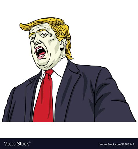 Donald Trump Shouting Portrait Cartoon Royalty Free Vector