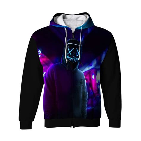 Neon Face Zip Up Hoodie Fashionspicex Shop