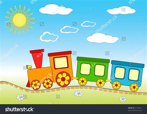 Baby Train Cheerful Vector Illustration Stock Vector 61733917