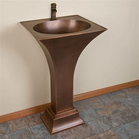 Flared Smooth Copper Pedestal Sink Pedestal Sinks Bathroom Sinks