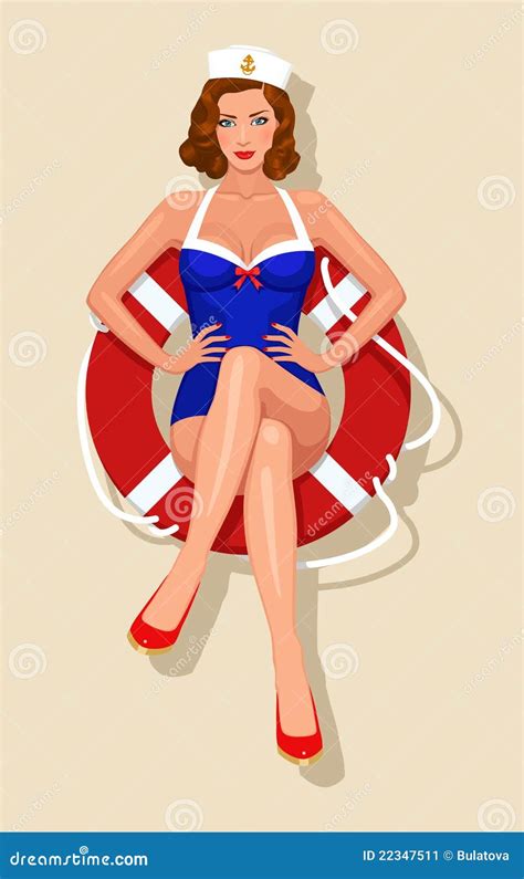 Sailor Girl Saluting Pose In Monochrome Style Vector Illustration 262327616