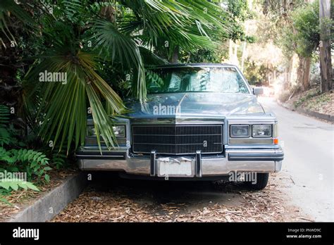 A view of a classic vintage car in the street in Los Angeles Stock