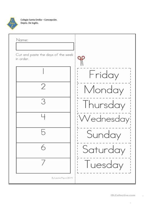 days   week english esl worksheets teaching nouns day nouns