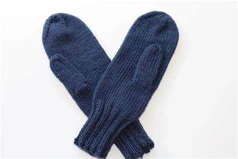 Blue Knit Mittens Adult Mittens Navy Blue Mittens Warm