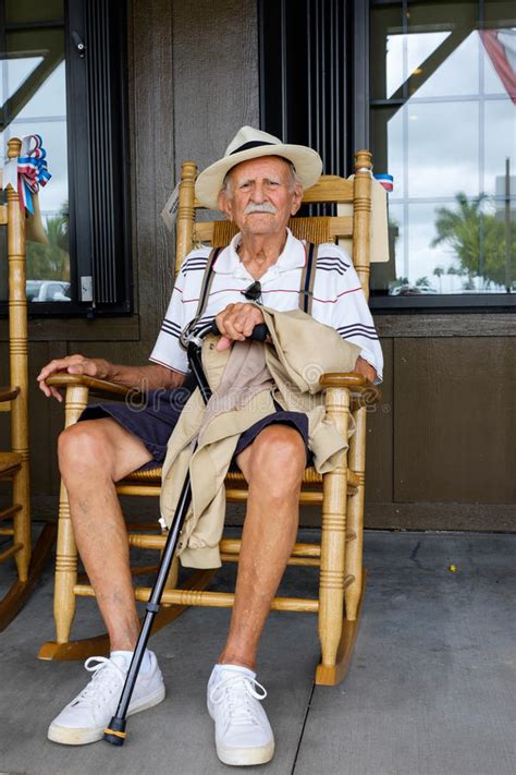 Elderly Man Eighty Plus Year Old Sitting Rocking Chair 55398926