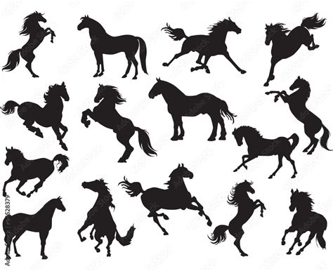 Silhouettes Of Horses Vector Horses Clipart Stock Vector Adobe Stock