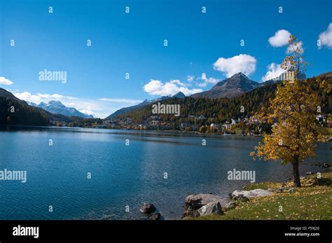 Overview Of Lake St Moritz Switzerland Stock Photo Alamy