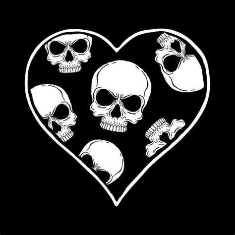 Premium Vector Heart Skull With Hand Drawing Style Free Vector