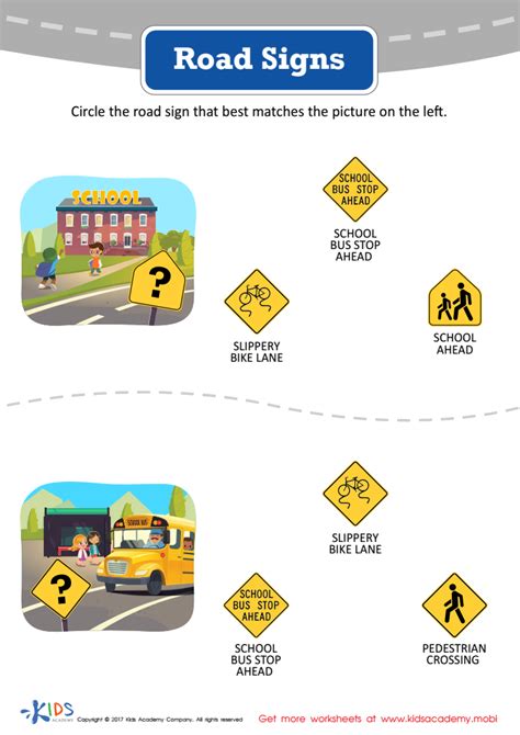 Road Signs Part 1 Worksheet Printable Pdf For Kids