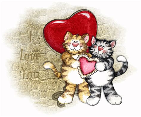 Animated Free  I Love You Cats Heart Beats Xxl E Card