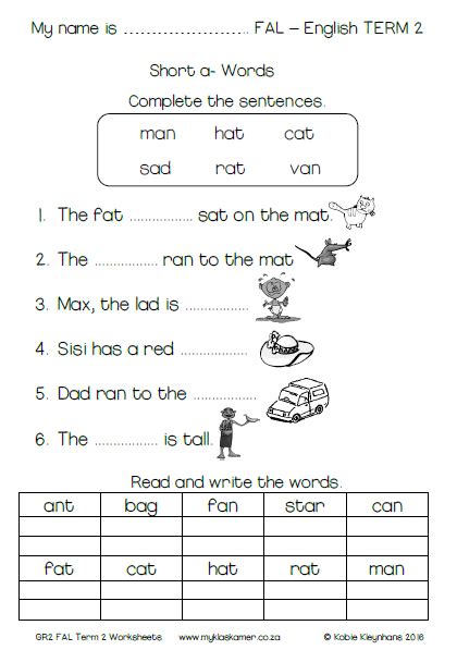 Grade 2 Term 1 English Fal Worksheet Learning To Read And Write My
