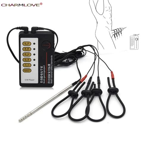 4pcs Electro Sex Cock Rings Electric Shock Catheter Sounds Penis Plug