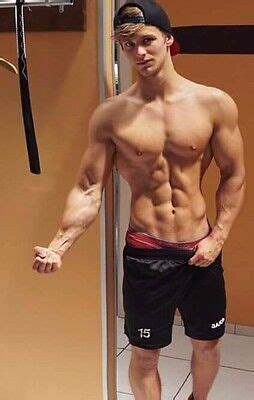 Shirtless Muscular Male Ripped Blond Jock Physique Flexing Hunk PHOTO X C EBay