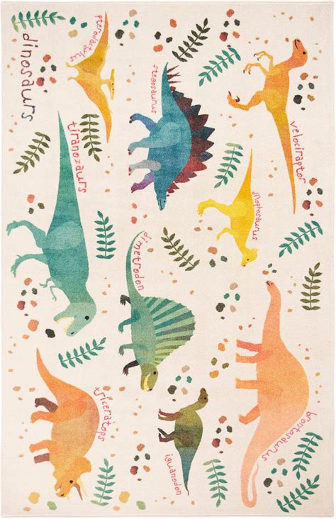 Technicolor Dinosaurs Green Area Rug Covered By Rugs