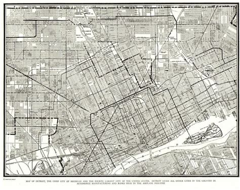 1935 Antique City Map Of Detroit Michigan Detroit Street Map Wall Art