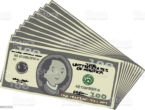 Bunch Of Cute Handpainted 100 Us Dollar Banknote Stock Illustration