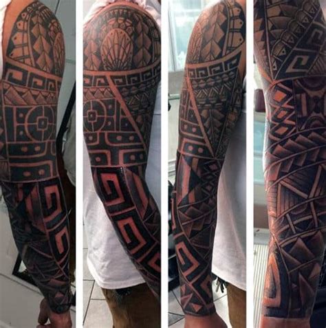 This bicep tattoo, in particular, is a cool trybal style that side tribal arm tattoo. 75 Tribal Arm Tattoos For Men - Interwoven Line Design Ideas
