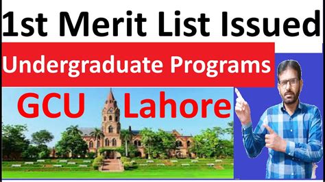 Gc University First Merit List Undergraduate Programsfirst Merit List