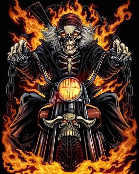 Skeleton Rider Skull Art Harley Davidson Art David Mann Art