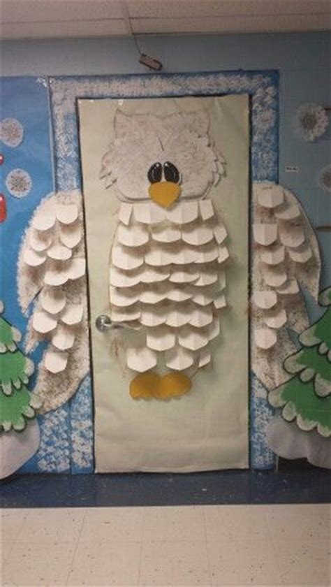 Snow Owl Classroom Door E Different Colors For A Different Type Of Bird Door Decorations