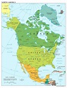 Large scale political map of North America with major cities and ...