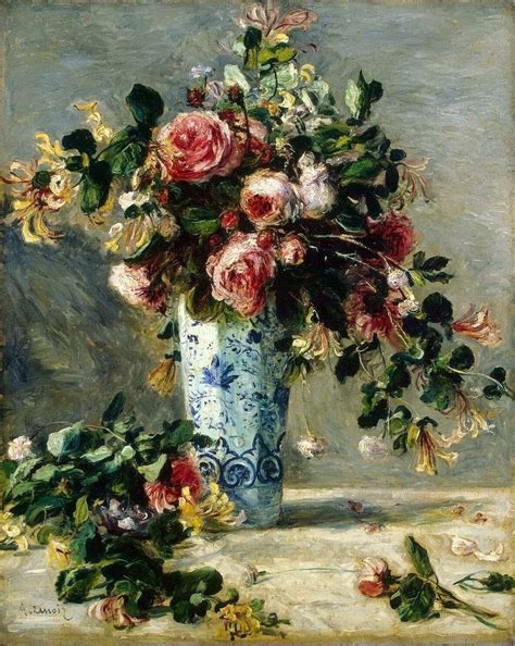 Roses Et Jasmin Dans Le Vase De Delft Peinte En 1881 Par L Artiste