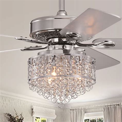 52 ceiling fan light tropical chandelier 5 reversible palm blades pull control. 52 in Indoor Chrome Reversible Ceiling Fan with Crystal ...