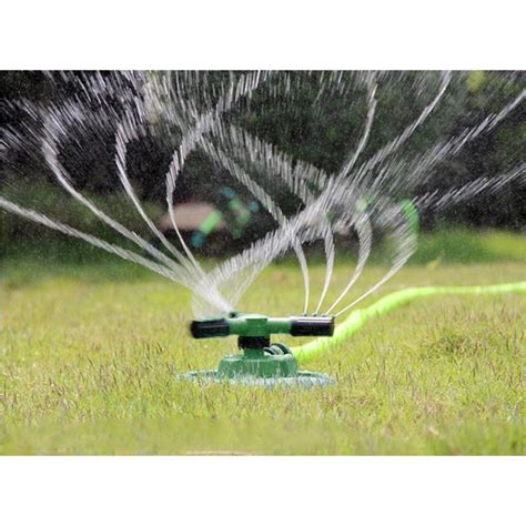 360 Degree Circle Rotating Water Sprinkler 3 Nozzles Three