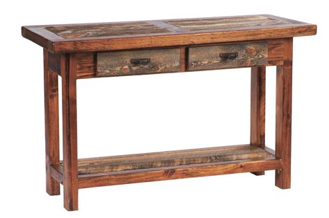Rustic Sofa Table Reclaimed Wood With Drawers