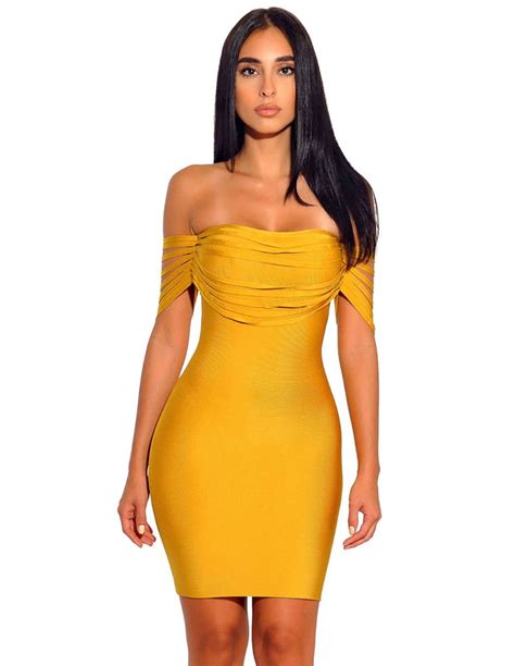 Yellow Bodycon Dress Bandage Midi Dress Sexy Mini Dresses Tight Dresses Stylish Dresses