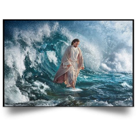 Jesus Walking On The Beach Poster Canvas
