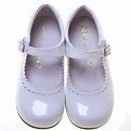 Toddler Girls White Patent Mary Jane Shoes Scallop Edge | Cachet Kids
