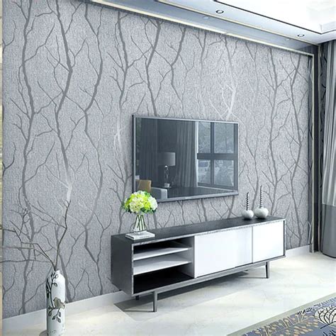 Modern Minimalist Fashion Non Woven Wallpaper Rolls 3d Embossed Branch