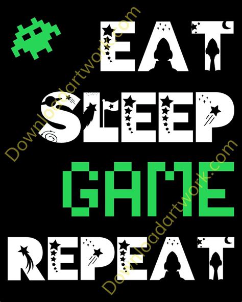 Eat Sleep Game Repeat Gamer Printable Art Download Artwork