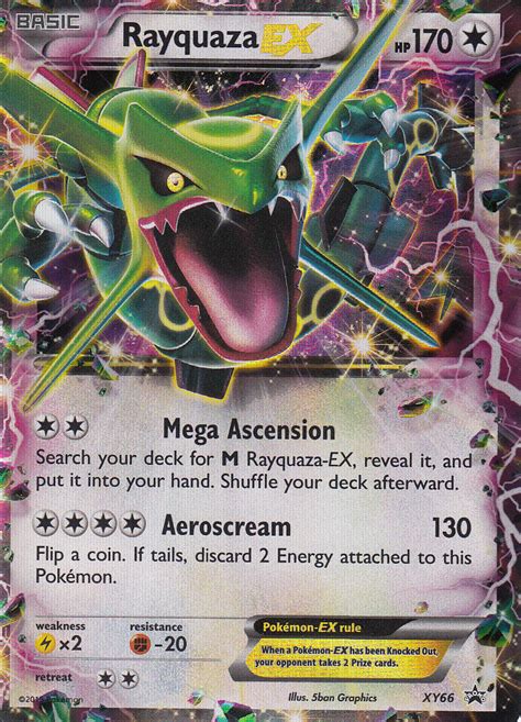 On either side of its head are yellow frills, which are connected by lines to its yellow lips and rings around its eyes. Rayquaza EX XY66 - PROMO OVERSIZED JUMBO - Cards Outlet
