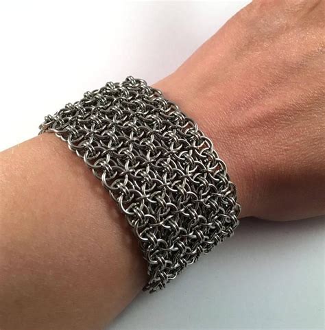 Chainmaille Cuff Helm Maille Bracelet Chunky Bracelet Etsy
