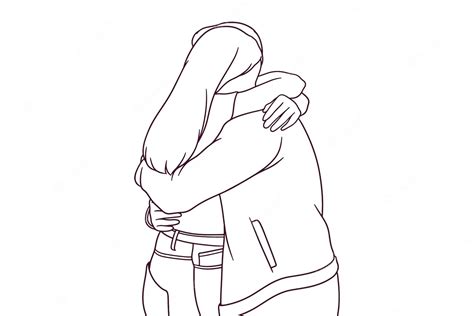 premium vector hand drawn couple hugging each other illustration